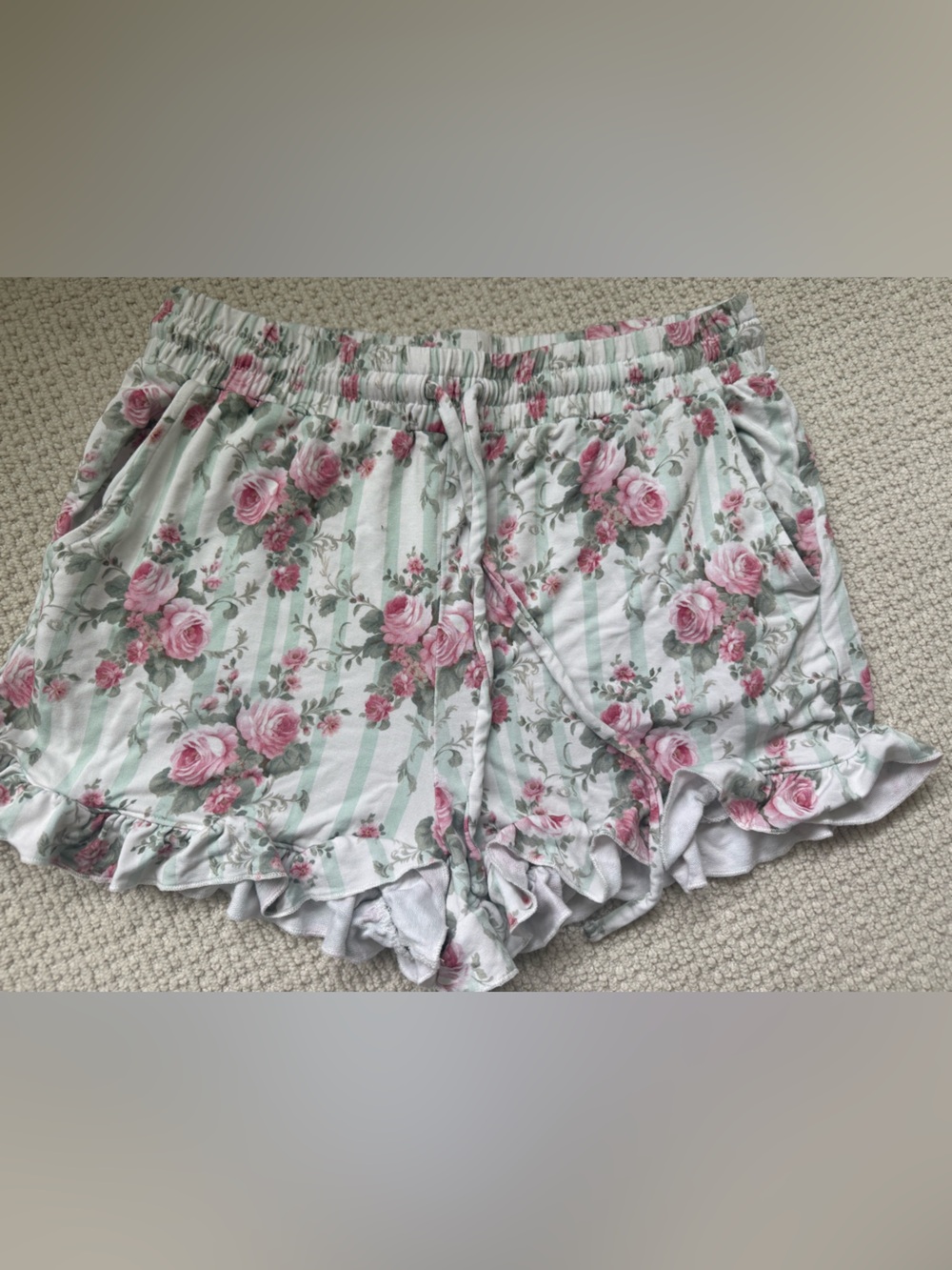Posh Peanut Floral Pink Green White Smocked Shorts